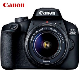 ფოტოაპარატი Canon EOS 4000D 18-55 18MP APS-C 2,7″ LCD Screen 1080P Full-HD EOS Movie Black